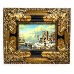 Ant medžio aliejiniais dažais tapytas žiemos peizažas 3x31x25,5 cm