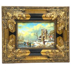 Ant medžio aliejiniais dažais tapytas žiemos peizažas 3x31x25,5 cm