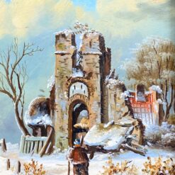 Ant medžio aliejiniais dažais tapytas žiemos peizažas 3x31x25,5 cm