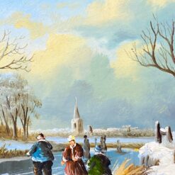 Ant medžio aliejiniais dažais tapytas žiemos peizažas 3x31x25,5 cm