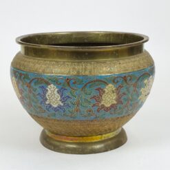 Rytietiškas žalvarinis emaliuotas vazonas 30x30x22 cm