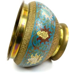 Rytietiškas žalvarinis emaliuotas vazonas 30x30x22 cm