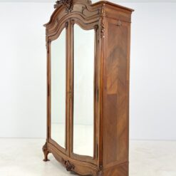 Barokinio stiliaus riešutmedžio dviejų durų spinta su veidrodžiais 62x140x251 cm