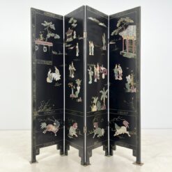 Rytietiška medinė širma su natūralaus akmens dekoracijomis 2,5x184,5x183 cm