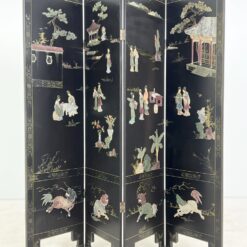 Rytietiška medinė širma su natūralaus akmens dekoracijomis 2,5×184,5×183 cm