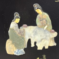 Rytietiška medinė širma su natūralaus akmens dekoracijomis 2,5×184,5×183 cm