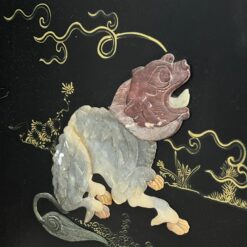 Rytietiška medinė širma su natūralaus akmens dekoracijomis 2,5×184,5×183 cm