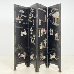 Rytietiška medinė širma su natūralaus akmens dekoracijomis 2,5×184,5×183 cm