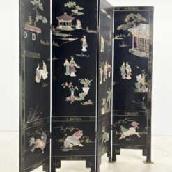 Rytietiška medinė širma su natūralaus akmens dekoracijomis 2,5×184,5×183 cm