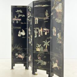 Rytietiška medinė širma su natūralaus akmens dekoracijomis 2,5×184,5×183 cm