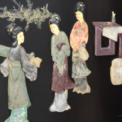 Rytietiška medinė širma su natūralaus akmens dekoracijomis 2,5×184,5×183 cm