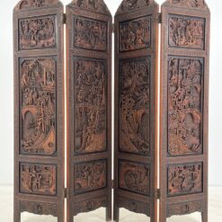 Drožinėta rytietiška medinė širma 2,5x186x183,5 cm