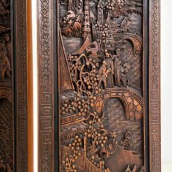 Drožinėta rytietiška medinė širma 2,5x186x183,5 cm