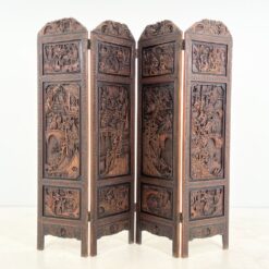 Drožinėta rytietiška medinė širma 2,5x186x183,5 cm