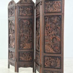 Drožinėta rytietiška medinė širma 2,5x186x183,5 cm