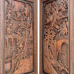 Drožinėta rytietiška medinė širma 2,5x186x183,5 cm