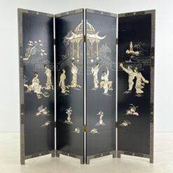 Rytietiška medinė širma su natūralaus akmens dekoracijomis 3x184x182,5 cm