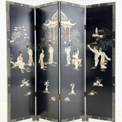 Rytietiška medinė širma su natūralaus akmens dekoracijomis 3x184x182,5 cm