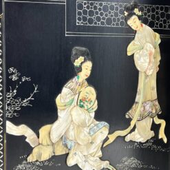 Rytietiška medinė širma su natūralaus akmens dekoracijomis 3x184x182,5 cm