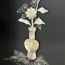 Rytietiška medinė širma su natūralaus akmens dekoracijomis 3x184x182,5 cm