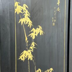 Rytietiška medinė širma su natūralaus akmens dekoracijomis 3x184x182,5 cm