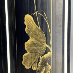 Rytietiška medinė širma su natūralaus akmens dekoracijomis 3x184x182,5 cm