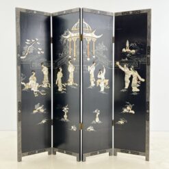 Rytietiška medinė širma su natūralaus akmens dekoracijomis 3x184x182,5 cm