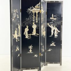 Rytietiška medinė širma su natūralaus akmens dekoracijomis 3x184x182,5 cm