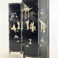 Rytietiška medinė širma su natūralaus akmens dekoracijomis 3x184x182,5 cm