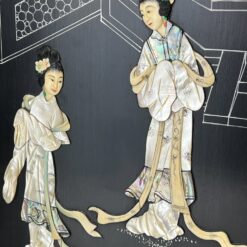 Rytietiška medinė širma su natūralaus akmens dekoracijomis 3x184x182,5 cm