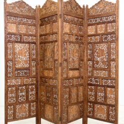 Augalų motyvais drožinėta medinė širma 2x204x185 cm