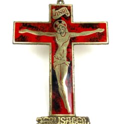 Žalvarinis pakabinamas kryžius su epoksido danga “Jerusalem” 0,5×15,5×21 cm