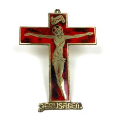 Žalvarinis pakabinamas kryžius su epoksido danga “Jerusalem” 0,5×15,5×21 cm