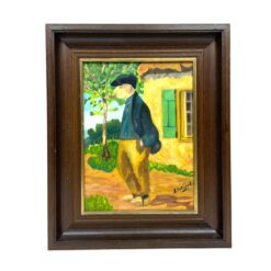 Ant drobės tapytas paveikslas "Vyras su pypke" mediniame rėme 4,5x27x33 cm