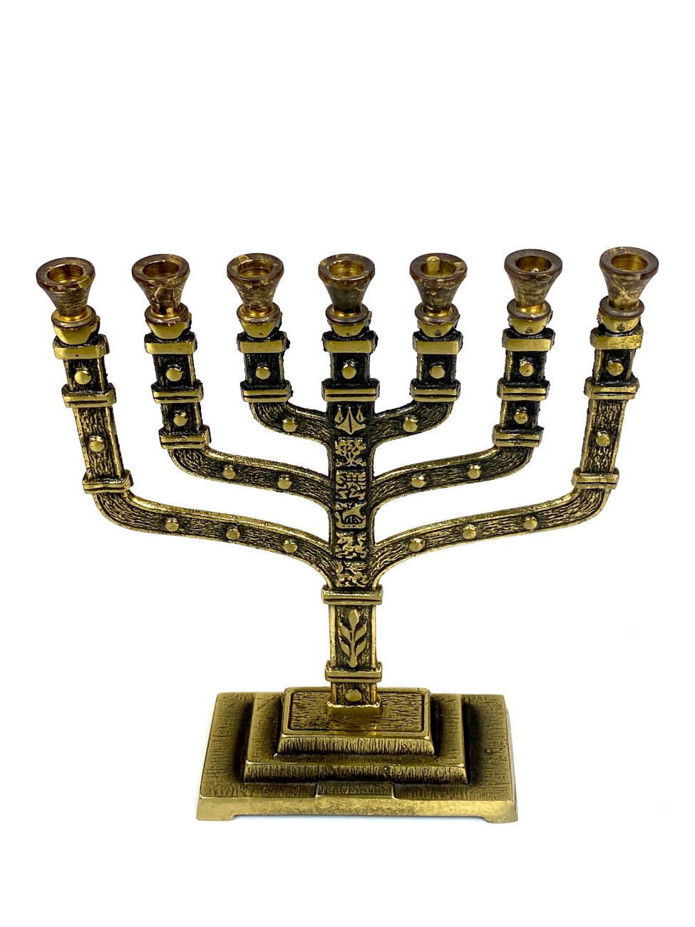 HK1318-zvakides-5 Žalvarinė menora “Jerusalem” 6x19x24,5 cm