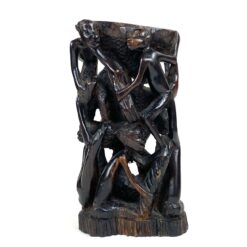 Medinė dvipusė afrikietiška Makonde Ujamaa statula 8x11,5x21,5 cm