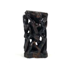 Medinė dvipusė afrikietiška Makonde Ujamaa statula 8×11,5×21,5 cm