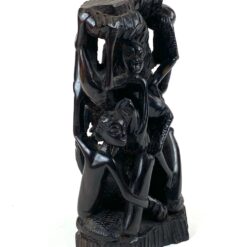 Medinė dvipusė afrikietiška Makonde Ujamaa statula 8×11,5×21,5 cm