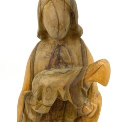 Jėzaus Kristaus su avinėliu statula iš alyvmedžio 7x8x24 cm