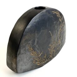 Keramikinė Ruscha Keramik rudos spalvos vaza su augalų motyvais 11x33x23,5 cm