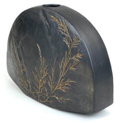 Keramikinė Ruscha Keramik rudos spalvos vaza su augalų motyvais 11x33x23,5 cm