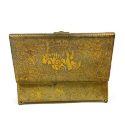 Rytietiška žalvario skardos dėžutė su gyvūnų, palmių atvaizdais 14x25x8 cm