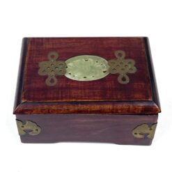 Kiniška medinė dėžutė su žalvario ir akmens dekoracijomis 9x12x5,5 cm