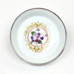 Porcelianinis Fürstenberg Porcelain dubenėlis su sidabruoto metalo apvadu 19x19x4 cm