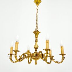 Pakabinamas žalvarinis šešių šakų sietynas 62x62x80 cm