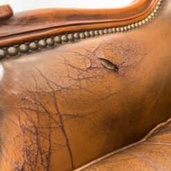 Riešutmedžio rėmo fotelis su oda 82x71x110,5 cm, 47 cm