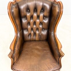 Riešutmedžio rėmo fotelis su oda 82x71x110,5 cm, 47 cm