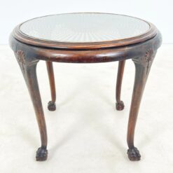 Chippendale stiliaus staliukas su ratano ir stiklo stalviršiumi 76x76x65 cm