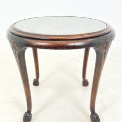 Chippendale stiliaus staliukas su ratano ir stiklo stalviršiumi 76x76x65 cm