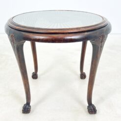 Chippendale stiliaus staliukas su ratano ir stiklo stalviršiumi 76x76x65 cm